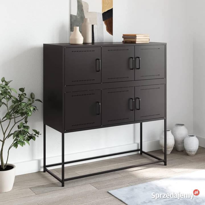 Szafka czarna 1005x39x107 stal WM846596 Dom i Ogród Warszawa