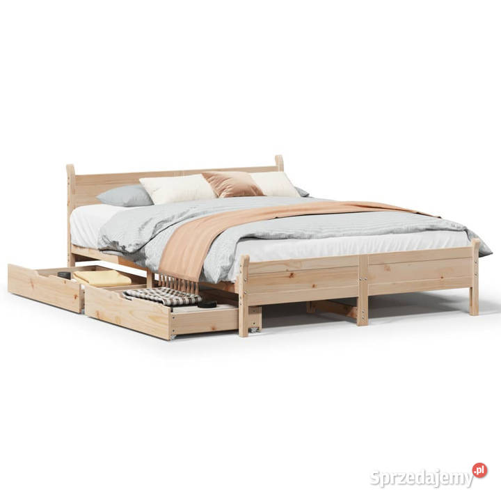 Rama łóżka bez materaca lite drewno sosnowe 209cm mazowieckie