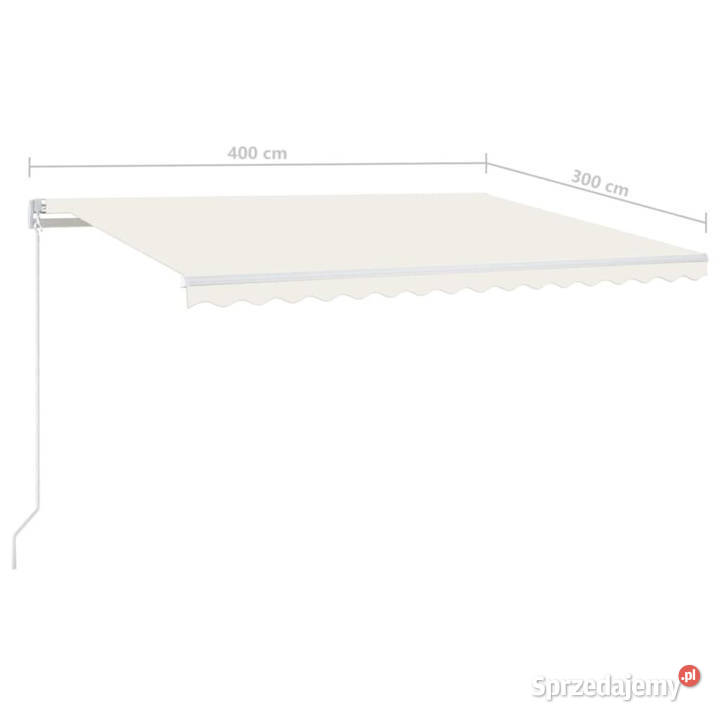 Ręcznie zwijana markiza z LED 400 x 300 kremowa Warszawa