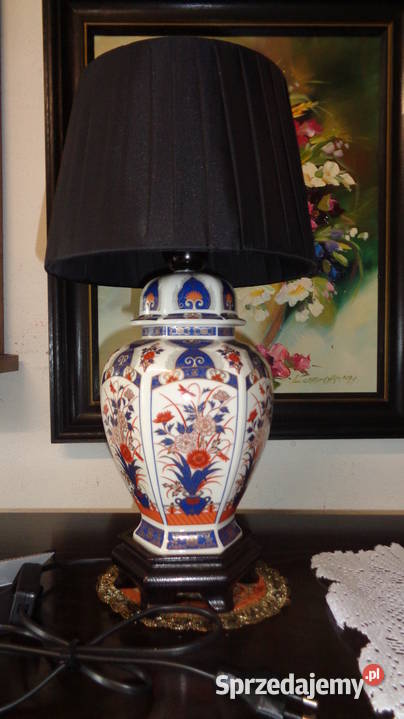 lampka ceramiczna w czerono kobaltowy wzór Mielnica Duża sprzedam