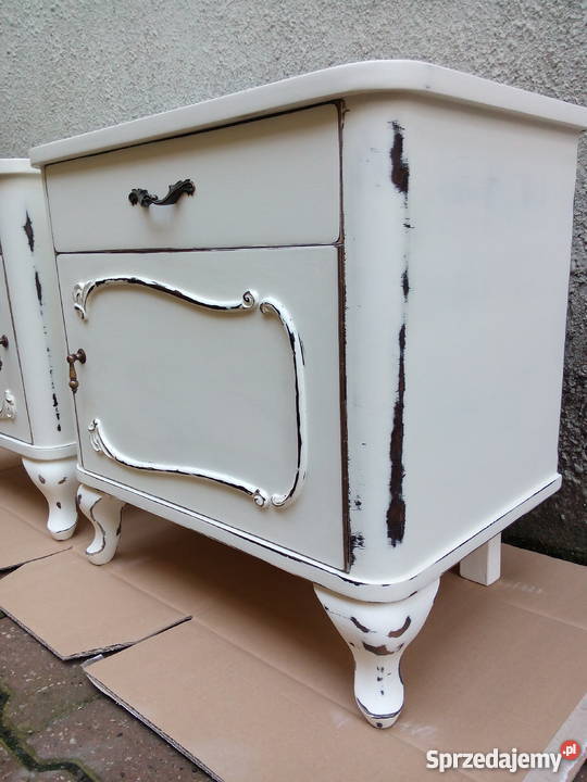 Szafki nocne białe komplet 2 w stylu Vintage Lublin