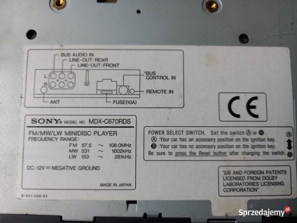 Radio SONY Mini Disc Player MDXC670RDS osobowe Bukownica