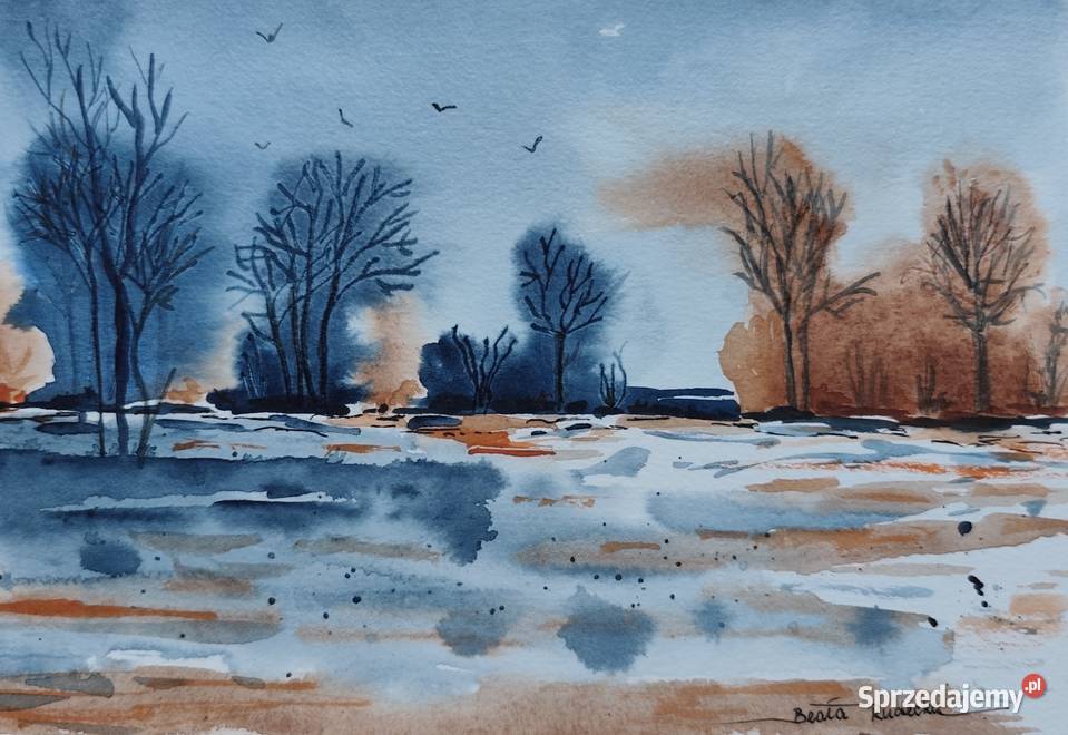 Akwarela Akwarelka Obraz pt Zwiastun Warszawa