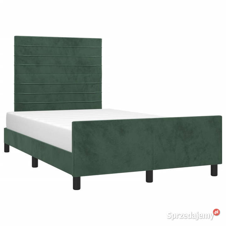 Rama łóżka bez materaca ciemnozielone aksamitne 128cm