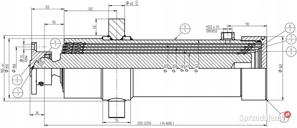 SIŁOWNIK HYDR Przyczep 1600mm 12T Wywrót Tył Solec Kujawski sprzedam