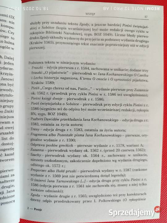 Jan Kochanowski Poezje oprac Janusz Pelc Katowice
