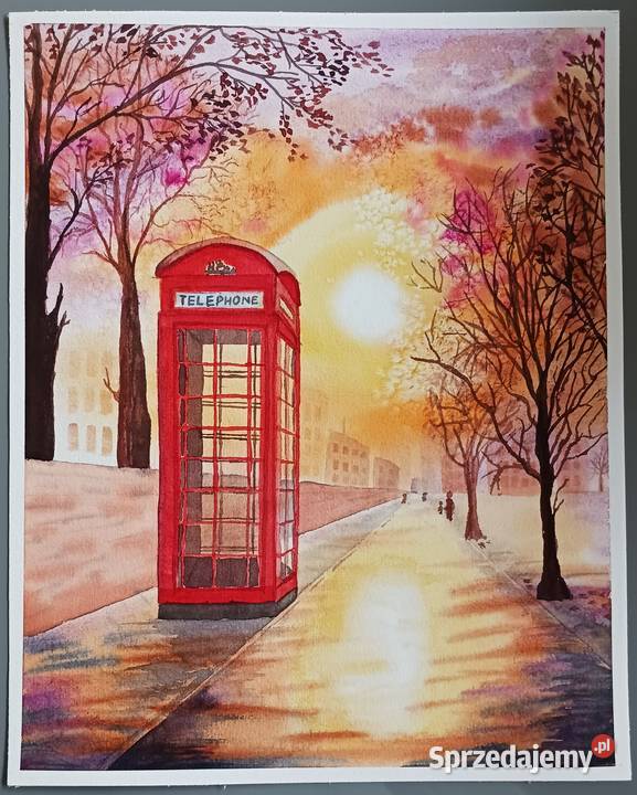 Akwarela Obraz Angielska Budka 24 x 30 Poznań