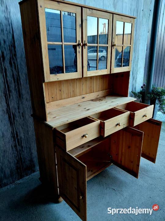 Drewniany kredens lite drewno sosnowe naturalny kujawsko-pomorskie Byczyna