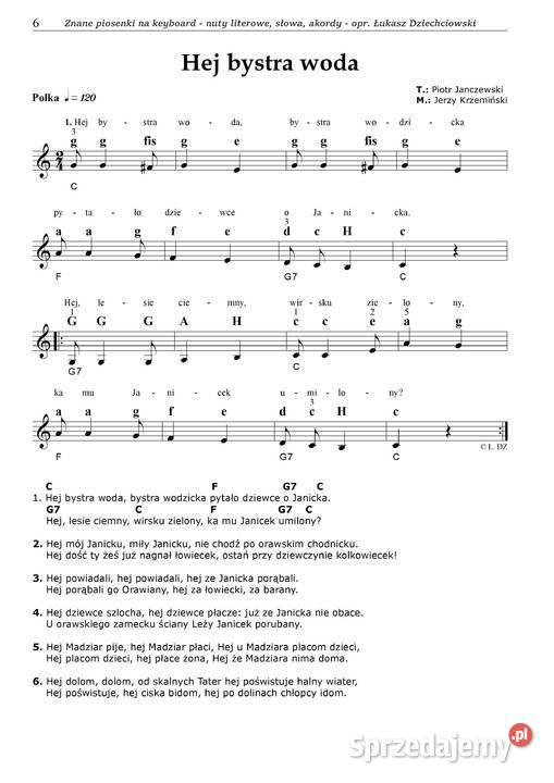 Nuty literowe Znane piosenki keyboard pianino Opole