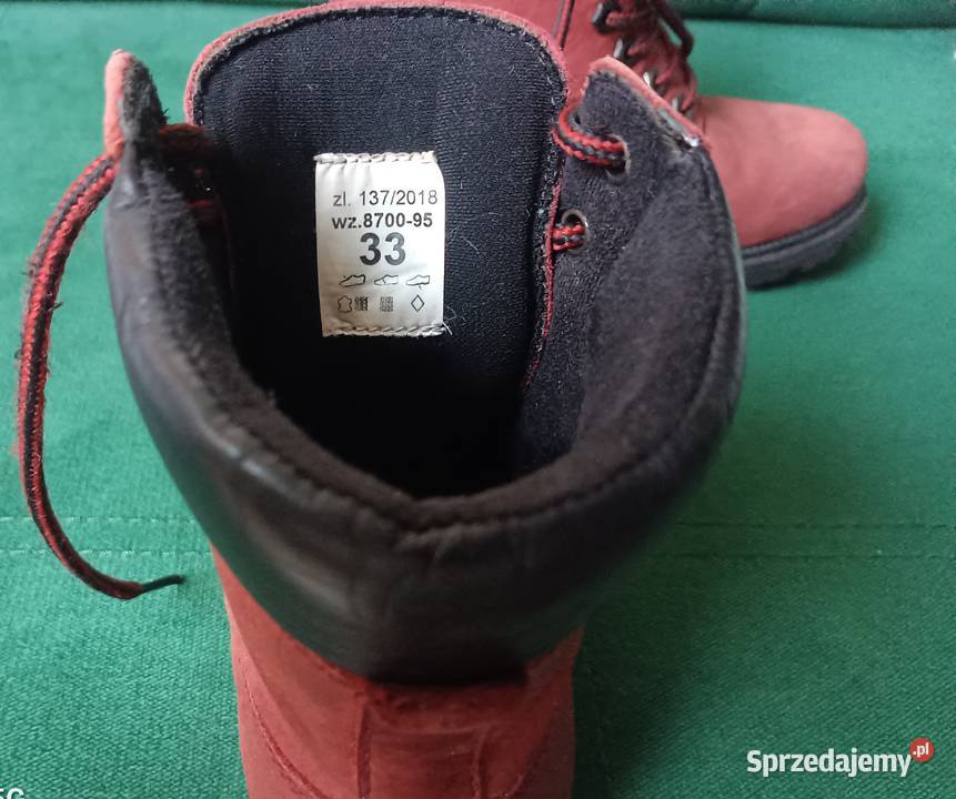 Wojas 33 trzewiki zimowe czerwone Zbylitowska Góra
