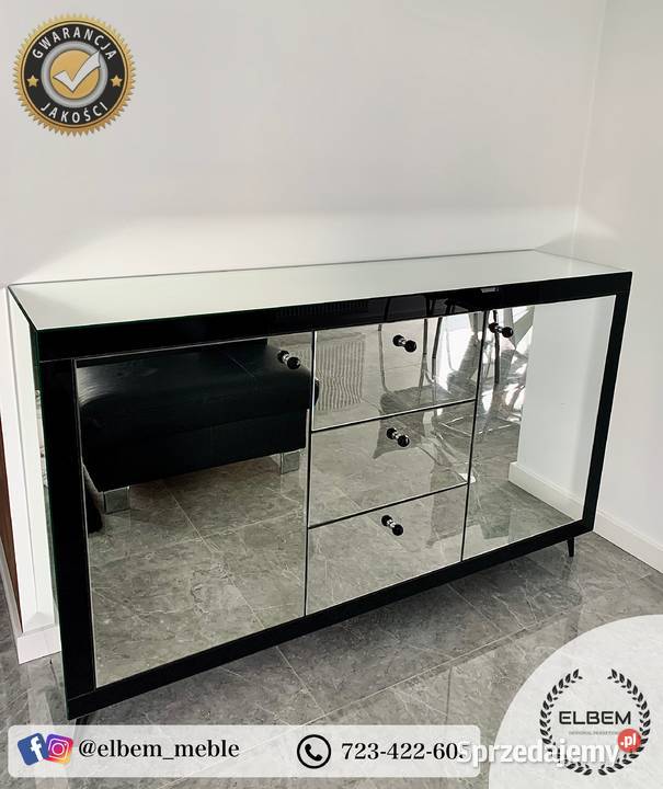 Lustrzana komoda Glamour czarne wstawki Dom i Ogród sprzedam
