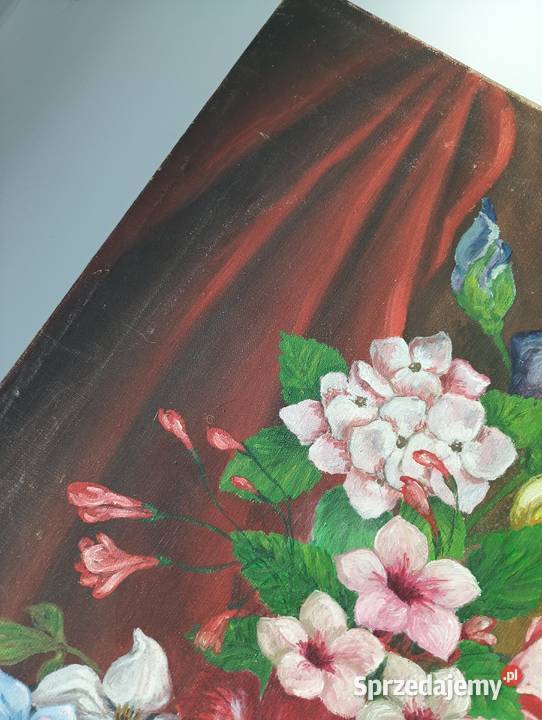 Obraz olejny kwiaty w wazonie styl old money Obrazki i obrazy Warszawa sprzedam