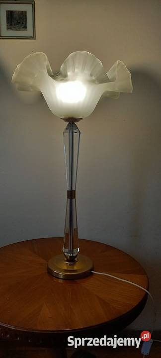 Piękna kryształowa lampa klosz z kryzą Antyki