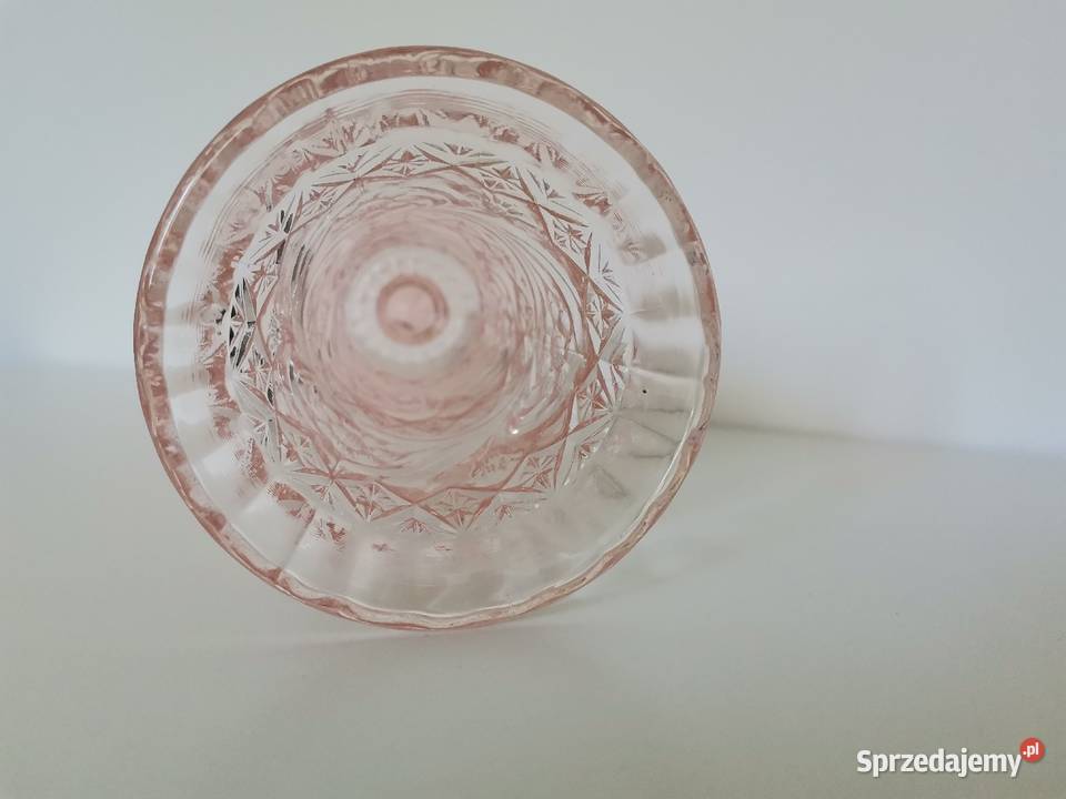 Stary różowy wazon kielich szkło Ząbkowice śląskie Katowice