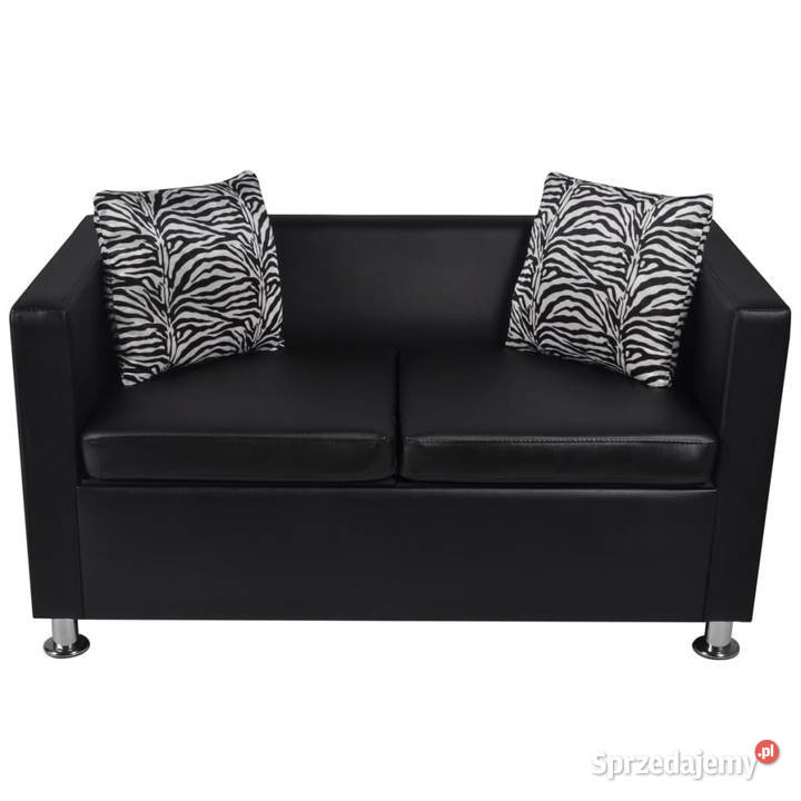 Sofa 2osobowa ze skóry syntetycznej czarna mazowieckie Warszawa
