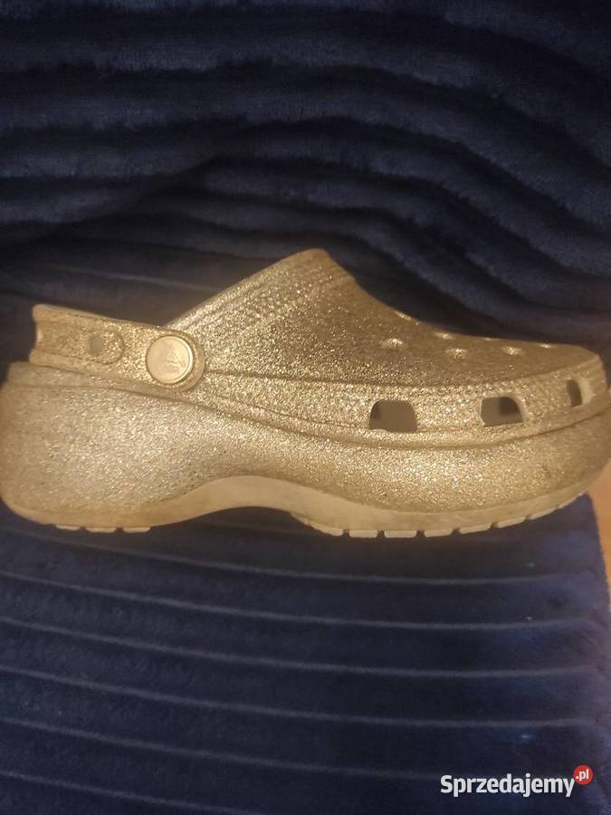Buty Crocs brokatowe srebrne na platformie Stan 22cm wielkopolskie Poznań