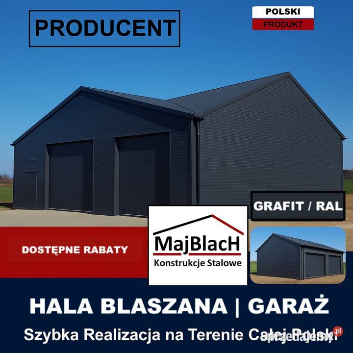A163Garaż Blaszany Grafitowy z Montażem Wiata Sprzedaż Września