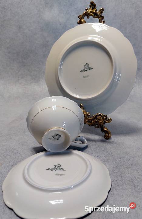 Porzellanfabrik Tettau Trio Filiżanka Spodek I Gdynia