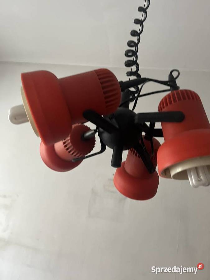 Czerwona lampa wisząca w stylu PRL Połam Piła wielkopolskie Swarzędz