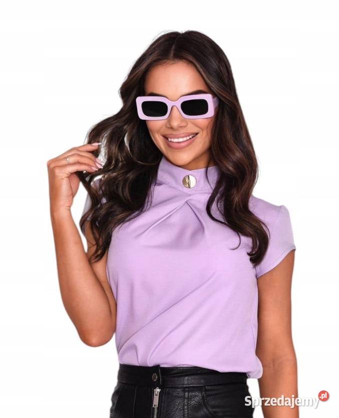 TOP bluzka COMO guzik stójka prosty krój Moda i Styl