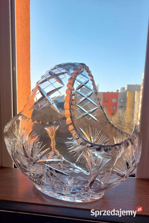 Wielki piękny kosz kryształowy PRL Wrocław