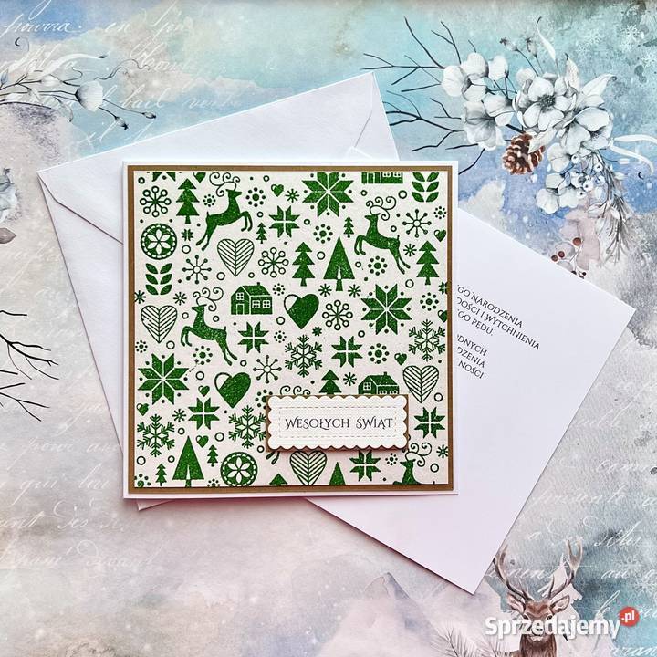 Kartka na święta ręcznie robiona z kopertą Kartki okolicznościowe