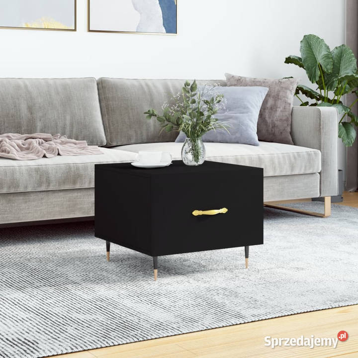 Stolik kawowy czarny 50x50x40 materiał Warszawa