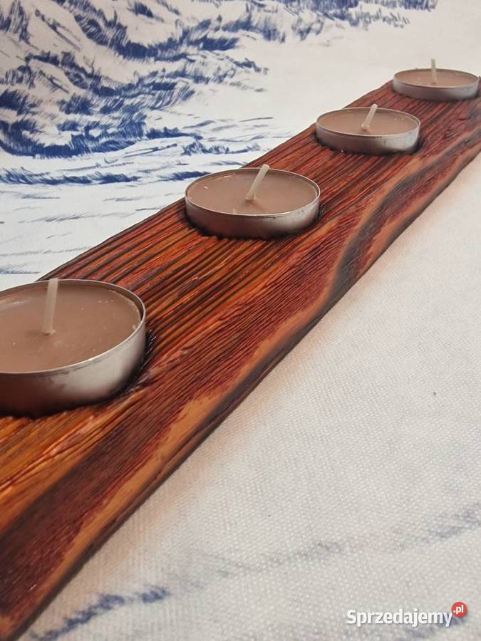 Świecznik Shou Sugi Ban drewno świerkowe Sępopol