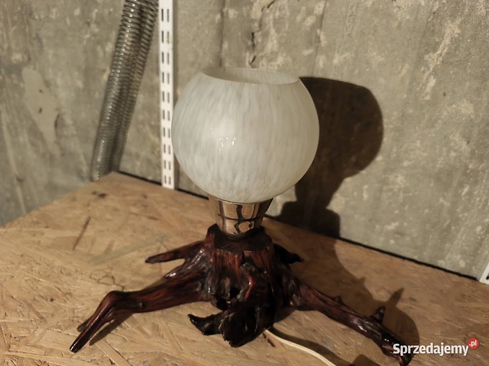 Lampa stojąca PRL Vintage na pniu korzeniu Dębica