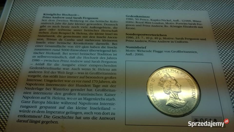 KOPERTA NUMIZMATYCZNA ŚWIĘTA HELENA 50 PENCE Warszawa