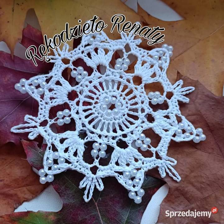 Gwiazdki śnieżynki z perełkami rękodzieło na Głuchołazy