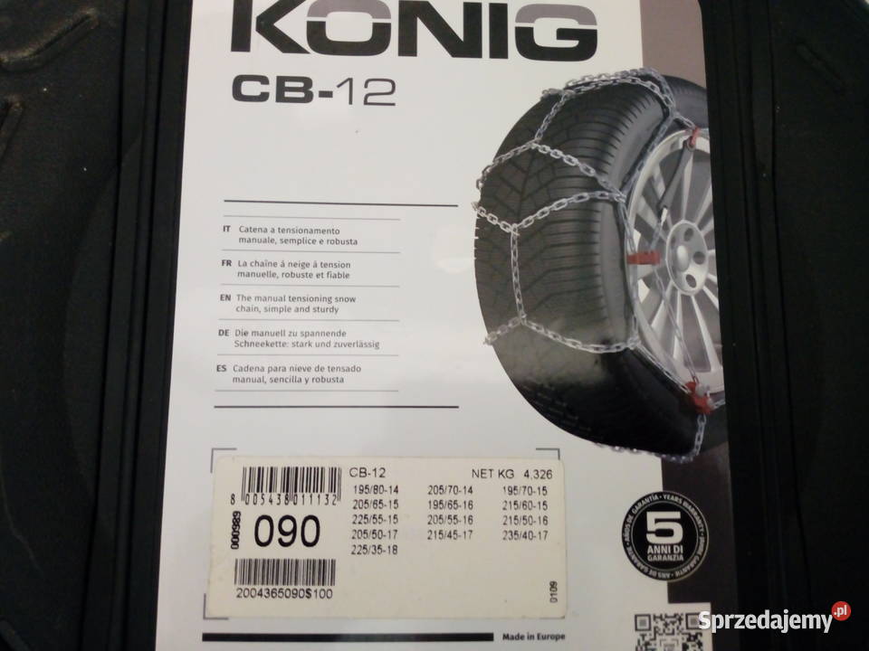 Łańcuchy śniegowe na koła KONIG CB12 90 Nowe Ostroróg