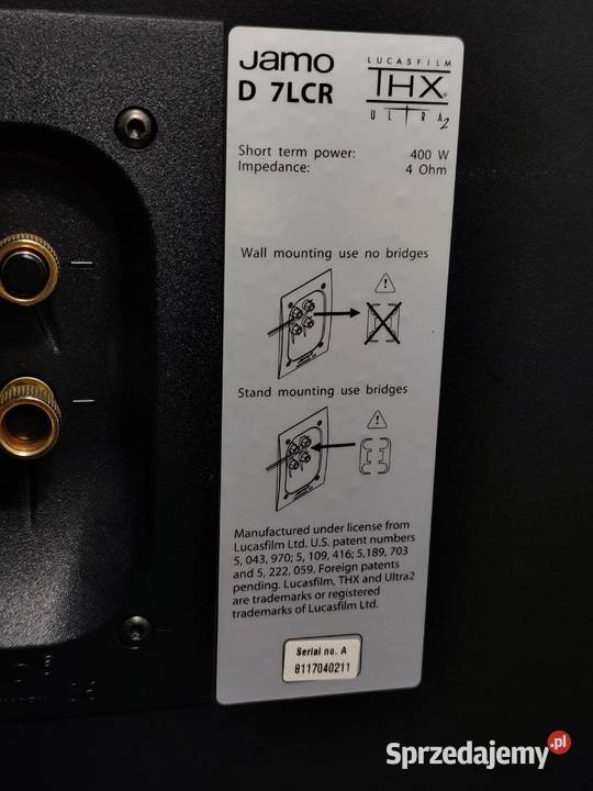 Głośniki Jamo THX Ultra 2 D7LCR 400W łódzkie Poddębice sprzedam