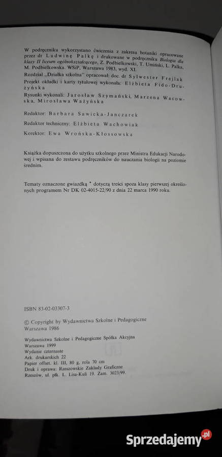 biologia unikaty WSIP egzaminy olimpiady książki Warszawa