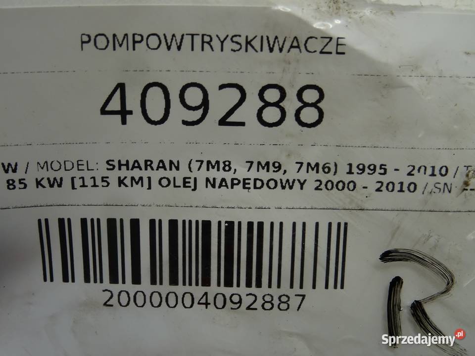 POMPOWTRYSKIWACZE VW SHARAN 0414720038 19 115