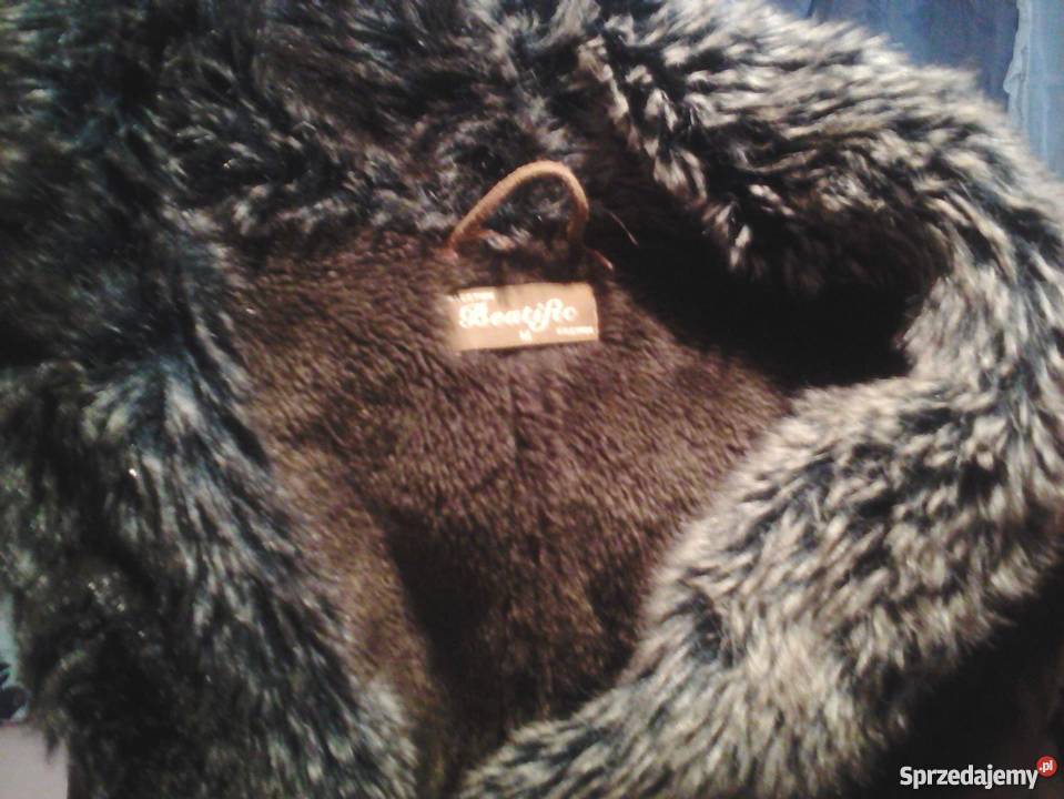 Kożuszek brązowy krótki z zawiązywanym paskiem Kurtki i płaszcze Ostrołęka