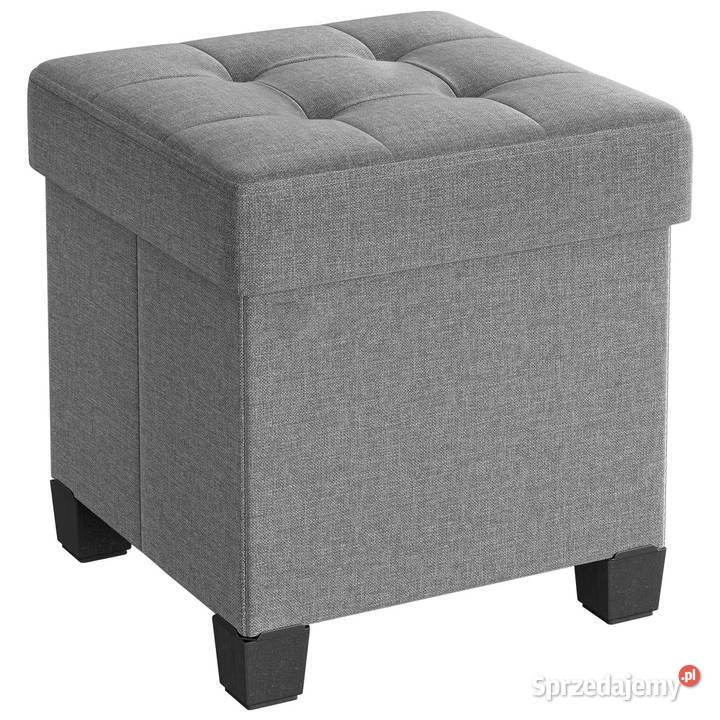 Pufa ze schowkiem szara 37l pikowana MDF metal