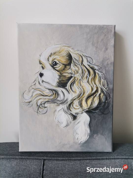 Portret psa ręcznie malowane na płótnie 30x40