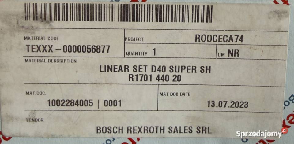 Bosch Rexroth R170144020 LSAHSH40DD Prowadnica Szczecin sprzedam