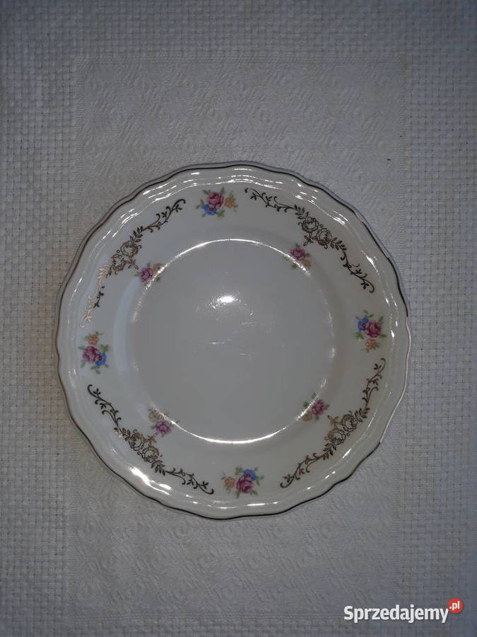 talerz talerze porcelana w kwiatki złocenia pomorskie Gdańsk sprzedam