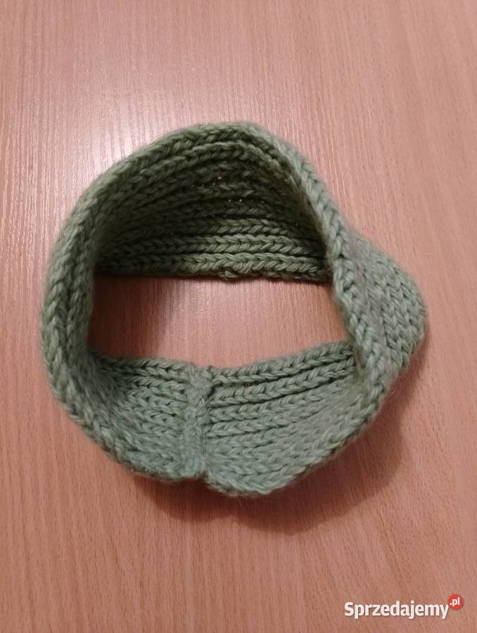 Ciepła szeroka OPASKA na głowę wełniana na zimę Złotniki