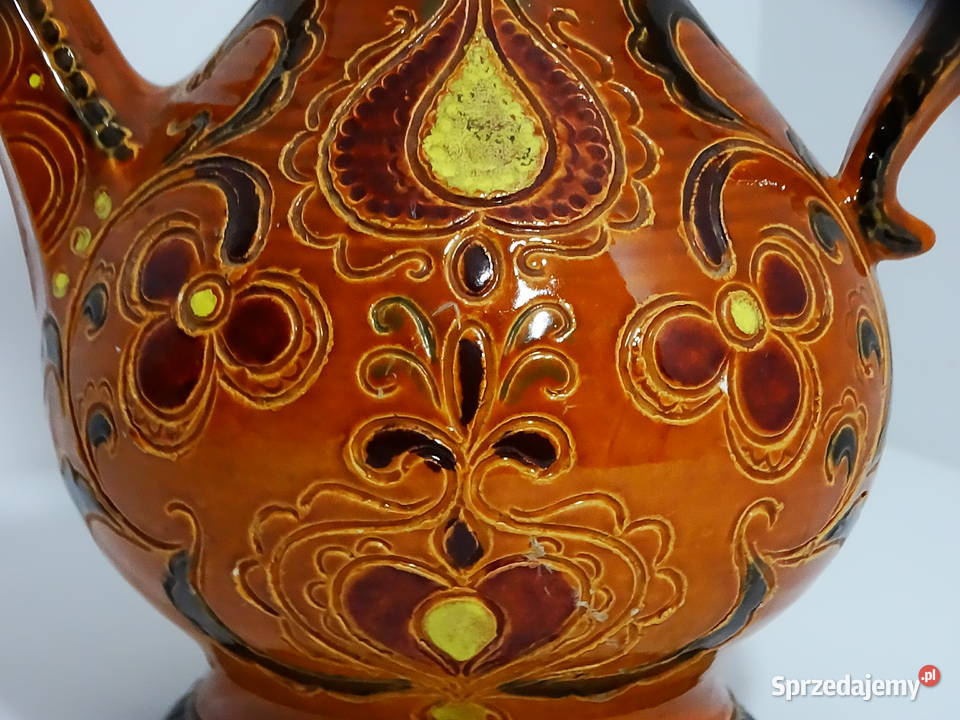 Dzbanek ceramiczny dekoracyjny ręcznie zdobiony Biłgoraj