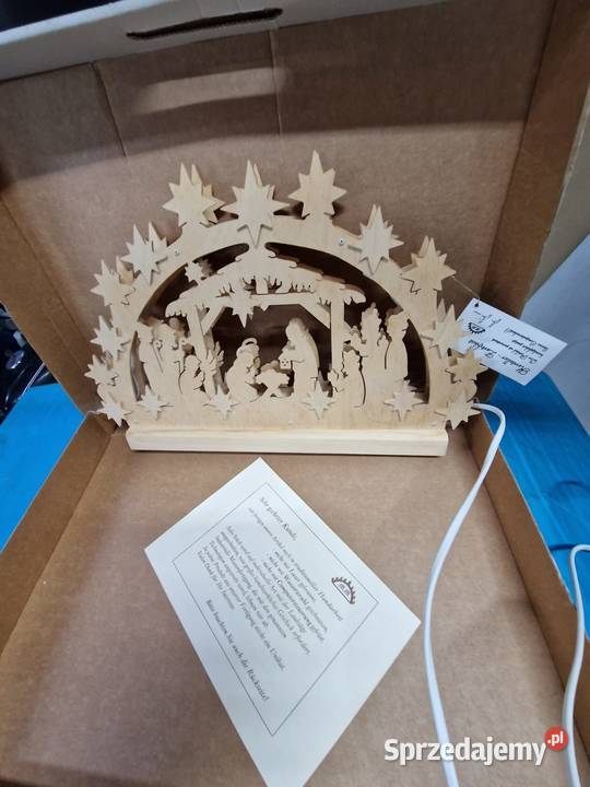 Rękodzieło z drewna ozdoba świateczna świecąca Boże Narodzenie Rybnik
