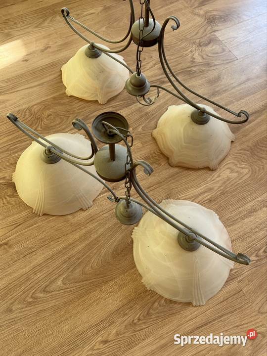 Lampy wiszące żerandol 2 sztuki klosze szklane