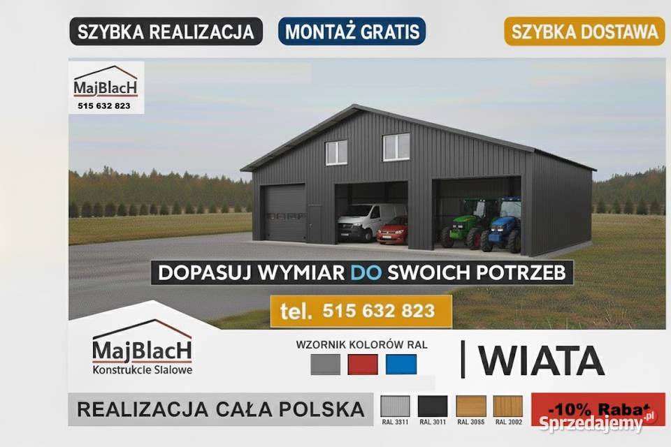 A163Garaż Blaszany Grafitowy z Montażem Wiata Tomaszów Lubelski