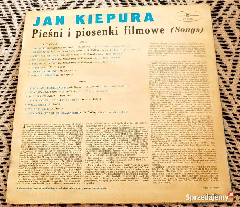 Jan Kiepura Arie operowe piosenki filmowe płyty Płyty i kasety Chełmno