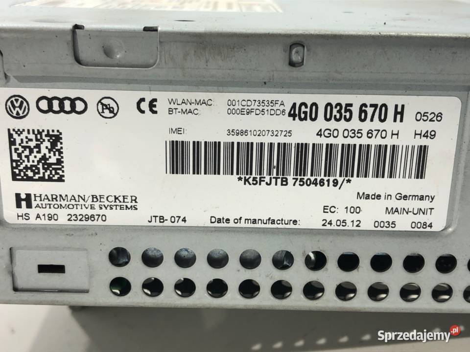 RADIO AUDI A6 C7 4G0035670H 1018 ODTWARZACZ podkarpackie