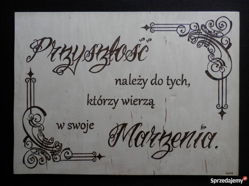 Obraz drewniany ręcznie wykonany cytat jedyny Szczecinek