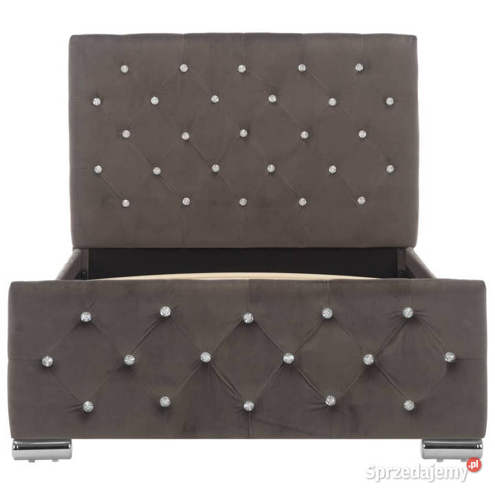 Rama łóżka szara tapicerowana aksamitem 90x200
