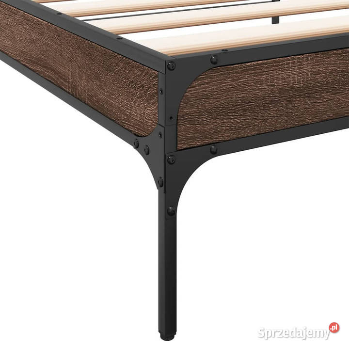 Rama łóżka brązowy dąb materiał drewnopochodny 93cm